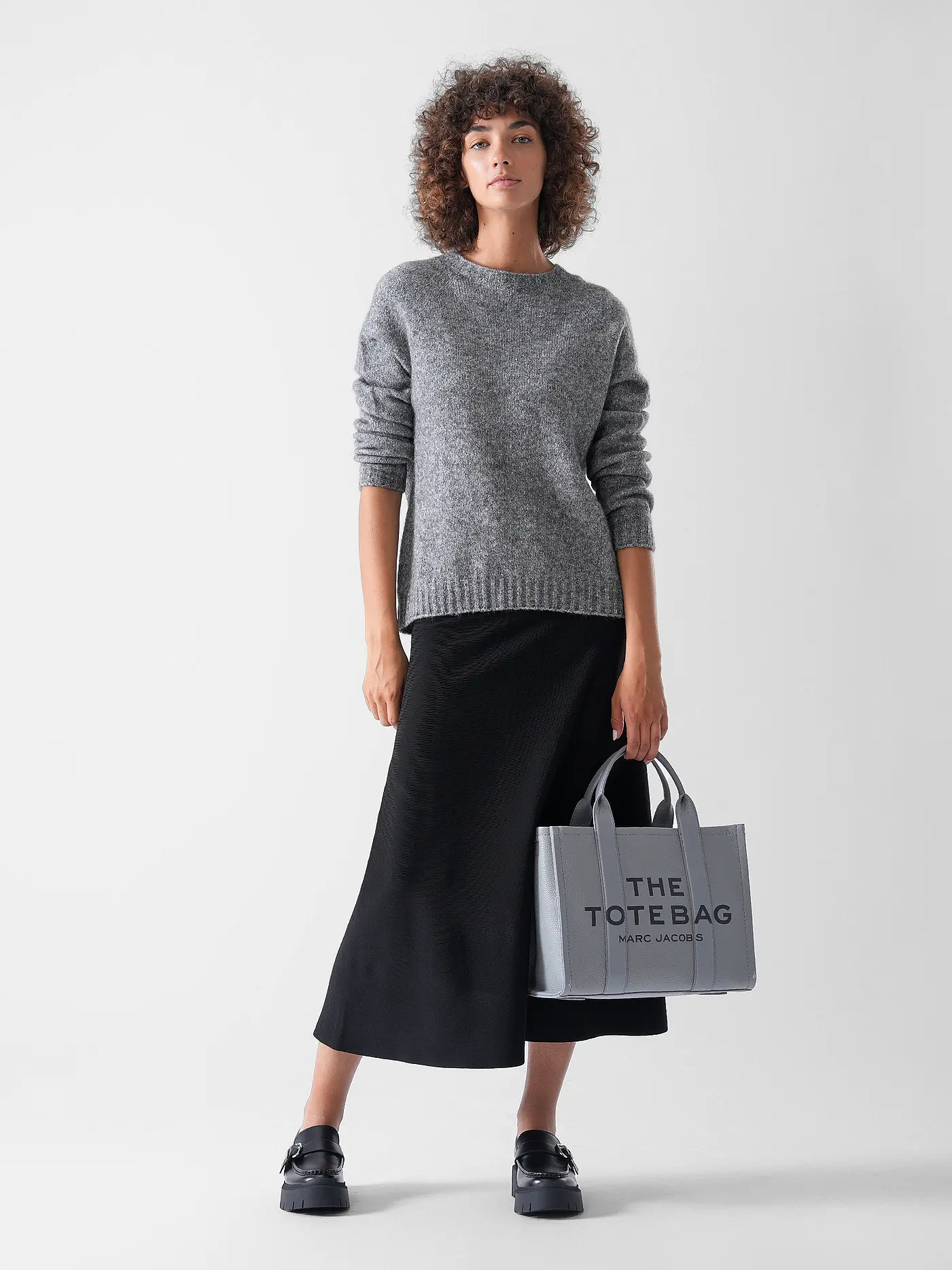 MARC JACOBS | Ledertasche - Tote Bag  THE MEDIUM TOTE LEATHER | grau